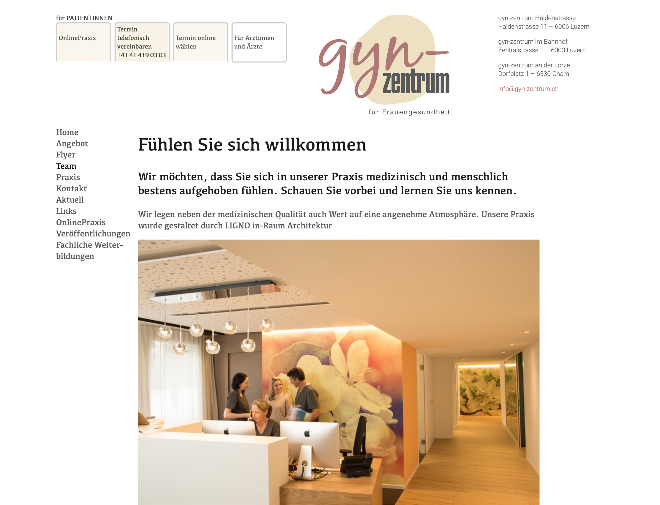 gyn-zentrum Webseite